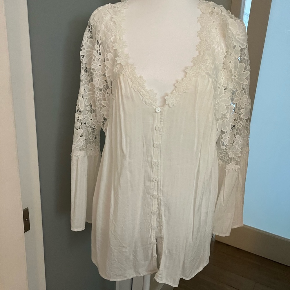 White Lacey top